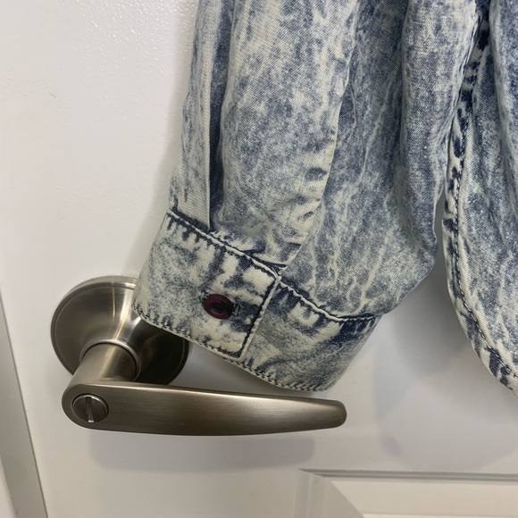 Bella Dahl Blouse Womens Size Medium Tie Dye Button High Low Bohemian Blue Boho - Picture 7 of 11